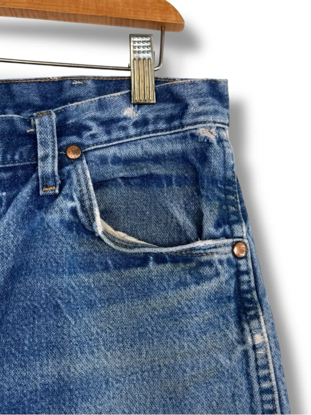 Wrangler Cowboy Cut Denim Jeans 13MWZ 29x30 Distressed 100% Cotton Western